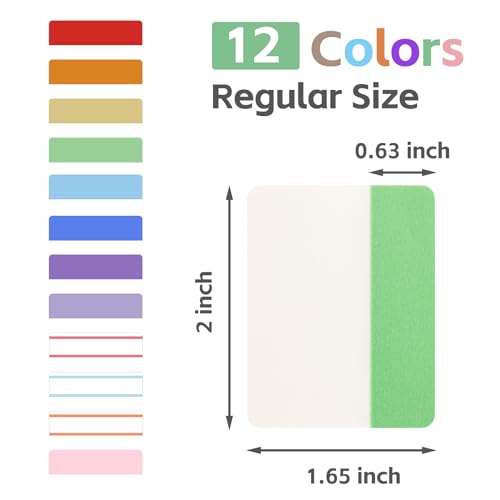 KICNIC Sticky Tabs 480 Pcs 2in, Pastel Book Tabs, 12 Colors, Adhesive BOPP - color: Pastel Colors, size: 480pcs