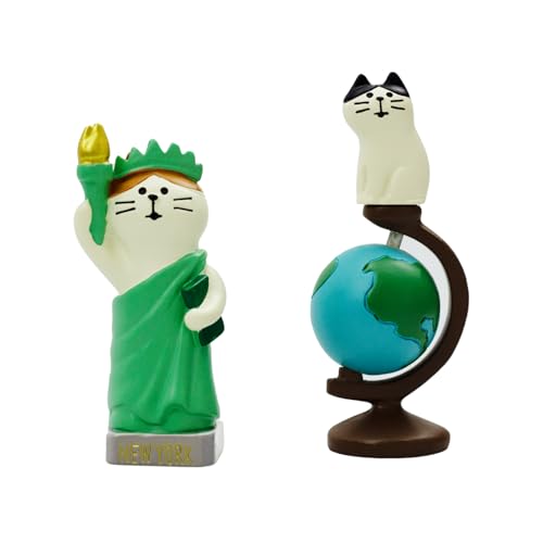 RAQWI Rotatable Globe Cat & Torch Cat Figurines, Resin Desk Decor - color: Explorer