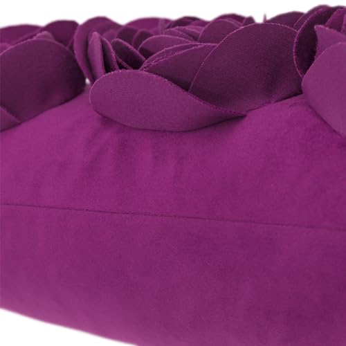 JWH 3D Flower Throw Pillow Cover, Purple Red, 12x20 Inch - color: Purple Red