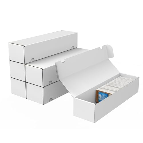 Trading Card Storage Box, 6-Pack 1100 Count White Corrugated Cardboard Box - size: 6 Piece 14in for Standard