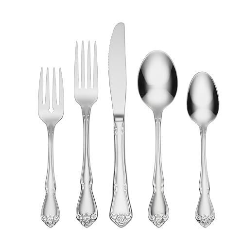 Oneida True Rose 20-Piece 18/0 Silverware Set for 4, Flatware - style: 20-Piece Flatware Set