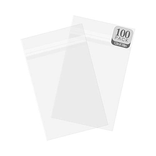Golden State Art 12x18 Inch Crystal Sealed Clear Plastic Sleeves,100 Pack - size: 12-7/16 x 18-1/4
