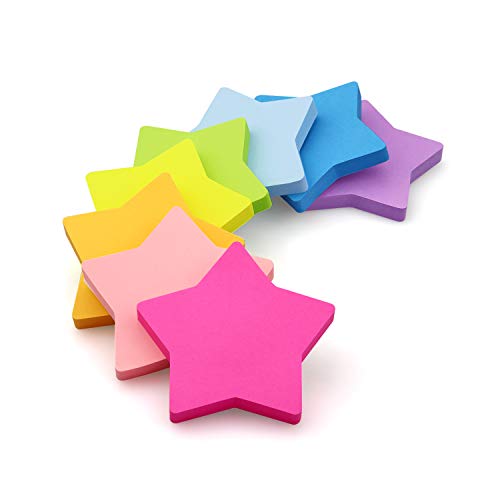 SIMONA Star Shape Sticky Notes 3x3 Inch, 8 Bright Colors, 600 Sheets - color: 8 Bright Colors