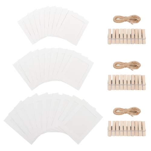 30Pcs White Paper Photo Frames with String & Clips,3Size - color: White, size: 3x4inch & 4x6inch & 5x7inch