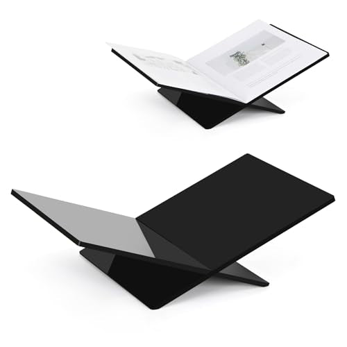 PUERSI Acrylic Book Stands for Display, 15.8 x 9.5 x 4.3 in Open Bookstand - color: Black