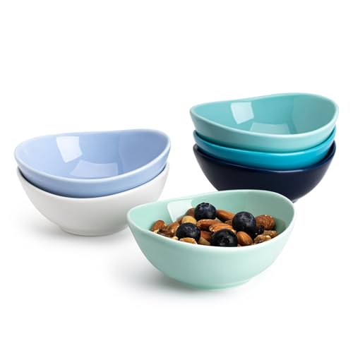 Sweese Porcelain Small Bowls 4 oz Set of 6 - Assorted Colors for Dipping, Snack, Sauce, Side Dishes - Microwave Dishwasher Safe - color: Shades of Blue, style: X-Small (4 oz)