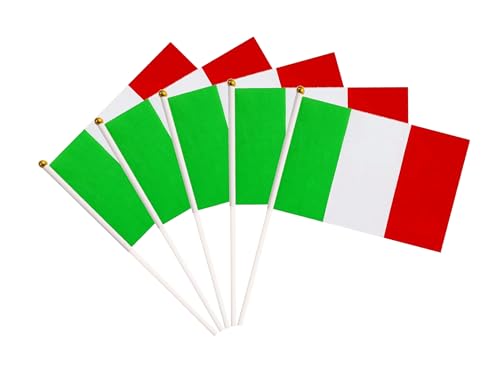 50 Pack Italy Italian Flags Small Mini Hand Held Italy Italian on Stick Flags, Miniature National Country Flags,Party Decorations Supplies for Parades,International Festival - color: Italy