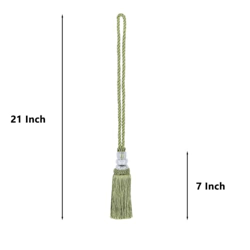2 Pack Curtain Tiebacks with Tassel, Green - color: Green, size: 2