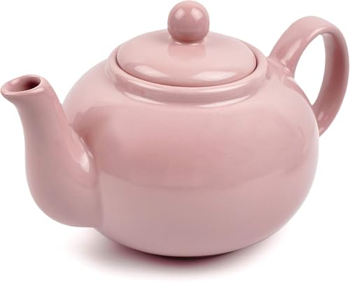 RSVP International Stoneware Teapot Collection, Microwave and Dishwasher Safe, 16 oz, Pink - color: Pink, size: 16 oz
