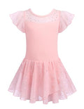 Zaclotre Girls Ballet Leotards Ruffle Sleeve Sparkle Dance Leotard - color: Ballet Pink, size: 3-4T