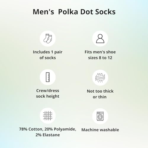 tiemart Men's Socks, Fits Men's Shoe Sizes 8-12 - color: Black and White Polka Dot