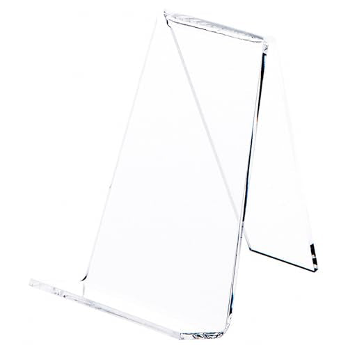 Plymor Clear Acrylic Book Easel with 1.125" Flat Ledge, 3.625" W x 4.25" D x 4.875" H - size: 3.625" x 4.25" x 4.875"