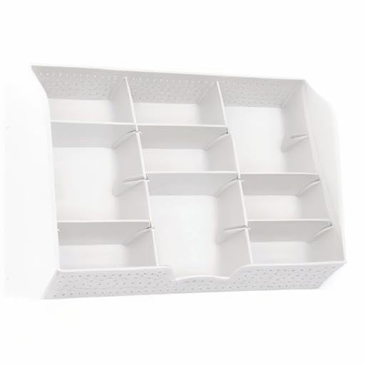 Simple Houseware Drawer Organizer Tray, 9 Adjustable Compartments, White - color: White, size: 1 Pack