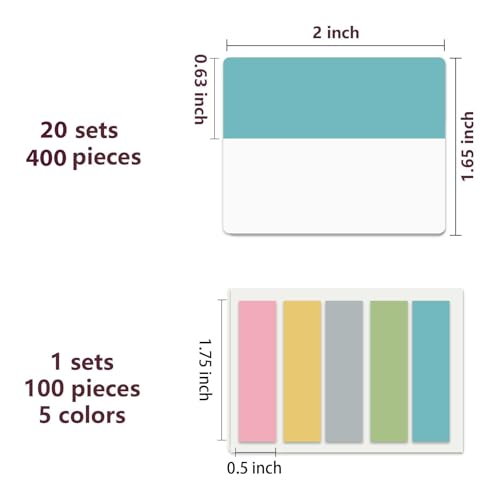 ELII 500 PCS Tabs 2 Inch Book Tabs Sticky Index Tabs,File Tabs - color: Stylish, size: 500
