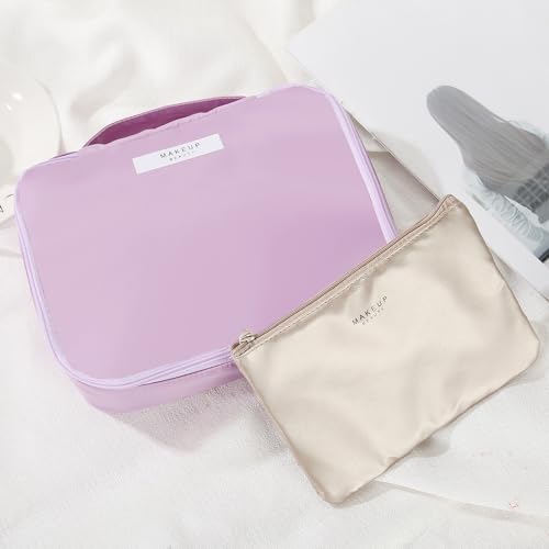 Queboom Travel Makeup Bag Cosmetic Bag Toiletry Bag for Women & Men, Purple - color: Purple-1pcs
