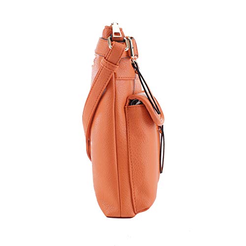SG SUGU Katie Lightweight Medium Crossbody Bag Shoulder Bag with Multi Pocket for Women - color: Orange