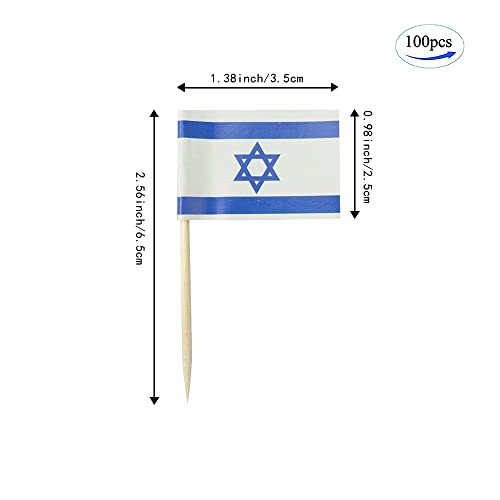 mflagperft Israel Toothpick Flags 100 Pack, Israeli Flag Cocktail Picks - color: Israel