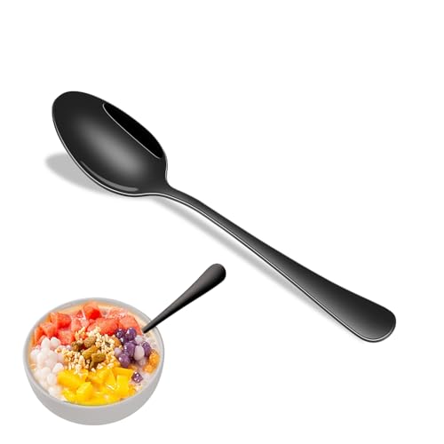 6.7 Inch Black Tea Spoon Set Of 8, Stainless Steel Dessert Spoons for Dining, Black Coffee Spoons For Cafe, Metal Small Spoons For Kitchen - color: Black