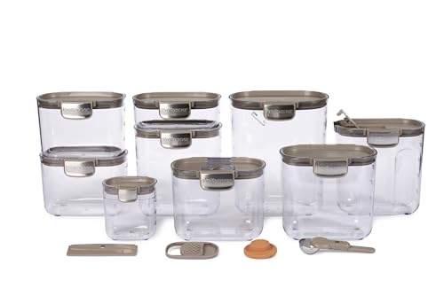 ProKeeper+ Airtight Food Storage Container Set – Clear Plastic Flour and Sugar Canister Set with Magnetic Accessories for Kitchen Organization (Taupe, 13-Piece) - color: Taupe, size: 13-Piece
