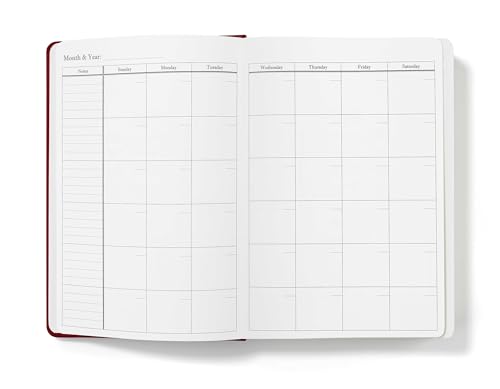 Wykeham's Executive 2026 Undated Daily Journal Planner – Customization Available (Crimson, 8.5"×5.5") - color: Crimson