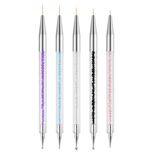 Nail Art Brushes, 5 Pcs Nail Brush Set with Liner Brush and Dotting Pens - color: 5PCS Nail Brush Set