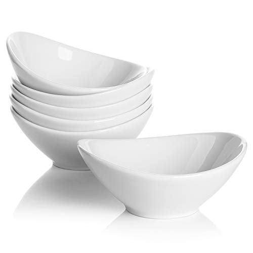Teocera 5 Inch Porcelain Small Bowls Set, 6 Ounce small serving bowls for Dessert, Ice Cream, Snack, Dipping, Side Dishes, Microwave & Dishwasher Safe- White - color: White, size: 6 Ounce