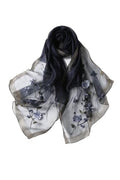Jeelow Long Silk Blend Embroidered Floral Shawl Scarf Wrap for Women - color: Rose Beaded Navy