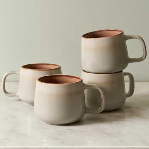 Ava Nord Large Stoneware Ceramic Coffee Mugs Set of 4 | 16 oz | Sage Ash - color: Sage Ash, size: 16 Oz