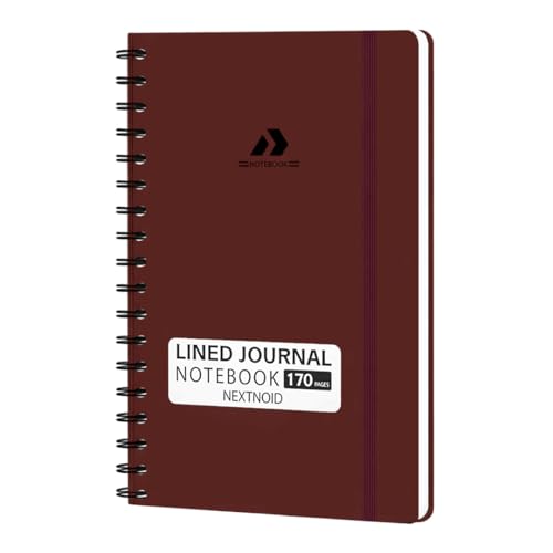 Nextnoid A5 Lined Spiral Notebook - 170 Pages, College Ruled, Burgundy - color: k-Burgundy