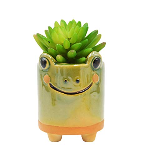 Ceramic Frog Pencil Holder Frog Pencil Holder for Desk Accessories Decoration Succulent Plant Pot Office School Ideal Gifts for Women, Mom or Birthdays