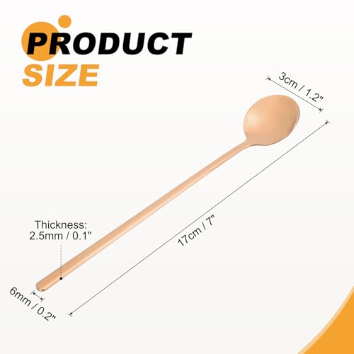 HARFINGTON 6pcs Tea Stirring Spoons 7"(17cm) 304 Stainless Steel Round Soup Spoon with Long Handles for Espresso Sugar Dessert Cereal Ice Cream Cocktail Coffee Bar Accessories, Rose Gold - color: Rose Gold, size: 7"