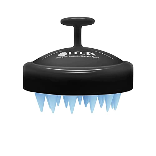 HEETA Scalp Massager Hair Growth Scrubber for Dandruff Removal Hair Care - color: New Black Blue