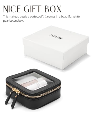 Popvibe Small Clear Makeup Bag for Purse, Travel Cosmetic Case, Black, Mini - color: Black, style: Mini Chic
