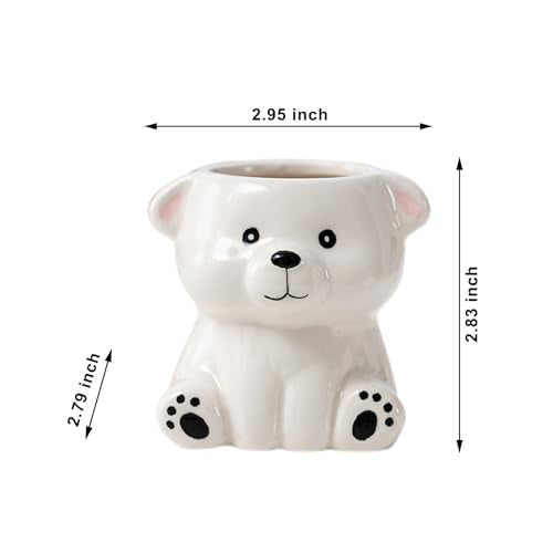 DIYOMR Cute Animals Planter, Mini Ceramic Cartoon Animal Shaped Succulent Flower Pot Indoor Air Plants Holder, Smooth Shiny Decorative Flower Cactus Planter - Plants Not Included (White Bear) - color: White Bear