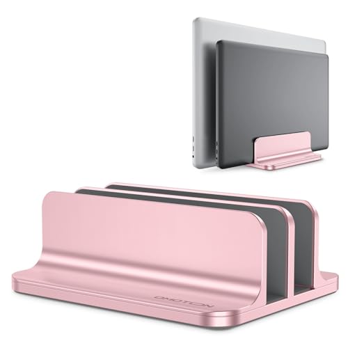 OMOTON Dual Vertical Desk Laptop Stand Holder, Fits MacBook Air, Rose Gold - color: RoseGold