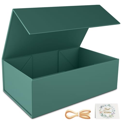 RYDDOY Green Gift Box, 12x6x4'' Gift Boxes with Lids for Presents - color: Forest Green, size: 12 x 6 x 4 Inch