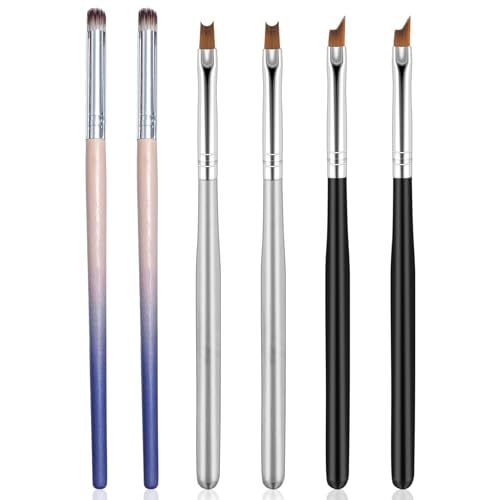 6Pcs Ombre Nail Brush and French Tip Brush, Half Moon Shape French Brush for Nails Acrylic Nail Art Brushes Ombre Nails Painting Pen Brushes French Manicure Brush Nail Tool - color: French Tip&Ombre Brush