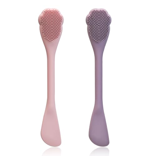 2 Pack Facial Cleansing Brush Set, 2-in-1 Cat Paw Silicone Face Scrubber. Used for Exfoliation, Massagem, Blackhead Removal, and Boby Lotion Application, Cleansing Skincare Tool