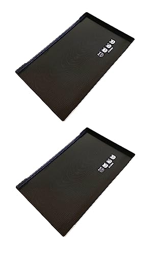 JapanBargain, Serving Trays Japanese Plastic Lacqured Tea Trays Sake Tray Sushi Plates Snack Plates, Made in Japan, Set of 2 - color: Black+kitty X2
