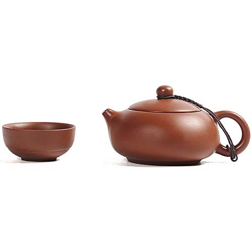 Queena Yixing Purple Clay Tea Set, Kung Fu Teapot with 4 Cups & Travel Bag