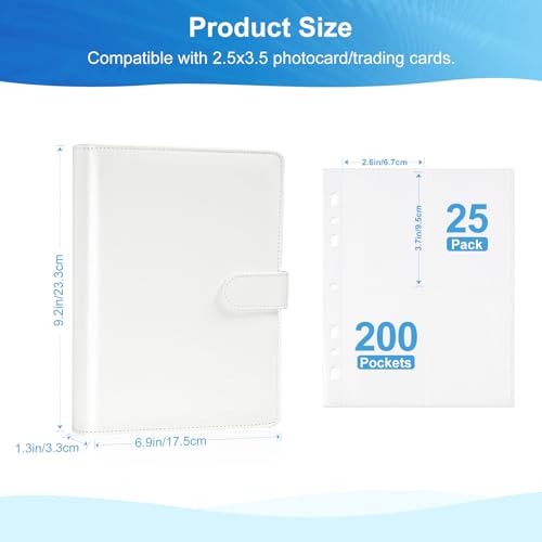 4 Pocket Trading Card Album Holds 200 Cards, 25 Removable Double-Sided Sleeves, Card Binder Compatible with Baseball, Sports, TCG & Game Cards, Collection Storage (White) - color: Ivory White