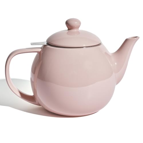 Sweese Porcelain Teapot 27 oz with Infuser for Loose Leaf Tea, Pink - color: Pink, size: 27oz (with infuser)
