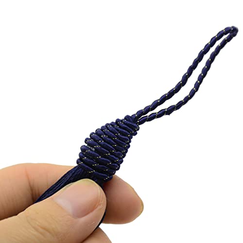20pcs 6 Inch Silky Tassels with Chinese Knot for DIY Crafts(Dark Blue) - color: Dark Blue