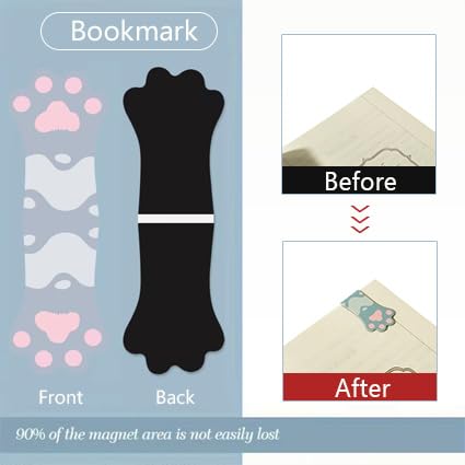 Cute Cat Paw Magnetic Bookmarks, 5 PCS Magnetic Cute Bookmark for Teacher, Women & Kids - Cat Paw Design (5 Cloros-2.0) - color: Brown