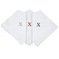 Initial Handkerchief for Men, Monogrammed Boxed 3 Piece Set,100% Cotton - color: X Initial