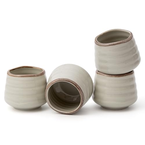 Ceramic Tea Cup Set, 5OZ Espresso Cups, Retro Grey, Set of 4 - color: Retro Grey