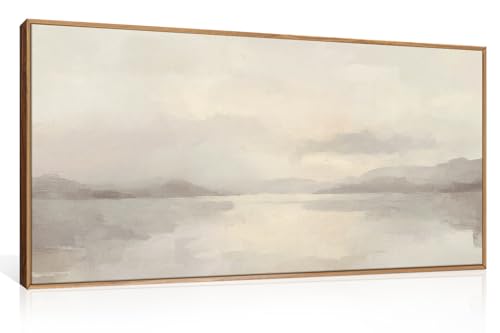 LHIUEM Large Abstract Neutral Beige Pastel Framed Canvas Wall Art,Modern Watercolor Lakes Wall Decor,Nature Mountain Minimalist Artwork for Living Room,Bedroom,Dining Room,Office-20 x40 x1 - color: Abstract Neutral Beige Pastel Wall Art, size: 40"L x 20"W