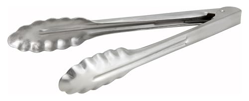 Winco Coiled Spring Extra Heavyweight Stainless Steel Utility Tong, 9-Inch