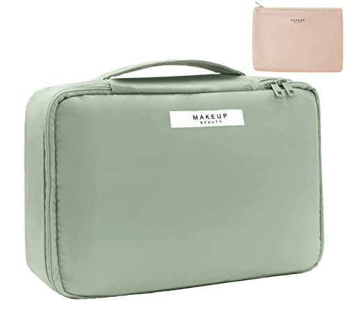 Queboom Travel Makeup Bag Cosmetic Bag Toiletry Bag for Women & Men, Green - color: Green-1pcs
