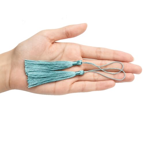 100Pcs 5 Inch Silky Bookmark Tassels for Jewelry, Souvenir (Green) - color: Green